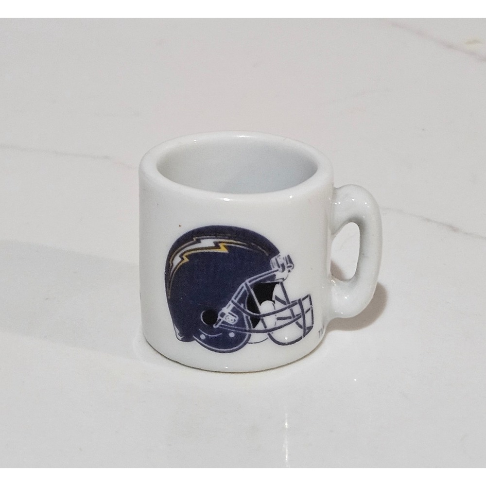 Vintage San Diego Chargers NFL Ceramic Mini Mug Shot Glass Helmet Logo White